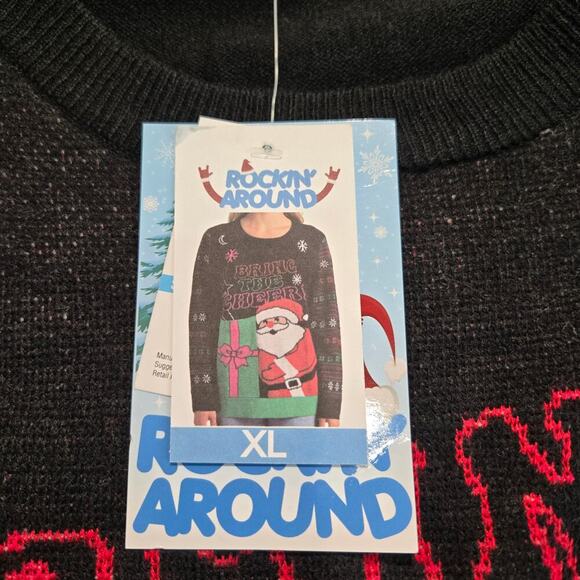 NWT Rockin' Around Christmas Sweater Santa Claus BYOB Pocket Sz XL Holiday - Picture 6 of 14